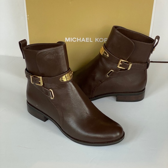 MICHAEL KORS Arlen Ankle Booties Brown Leather#8 - Picture 7 of 11